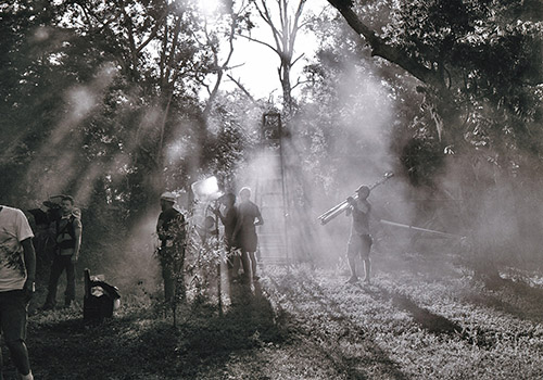 Shooting at dawn in the misty forests of Louisiana.